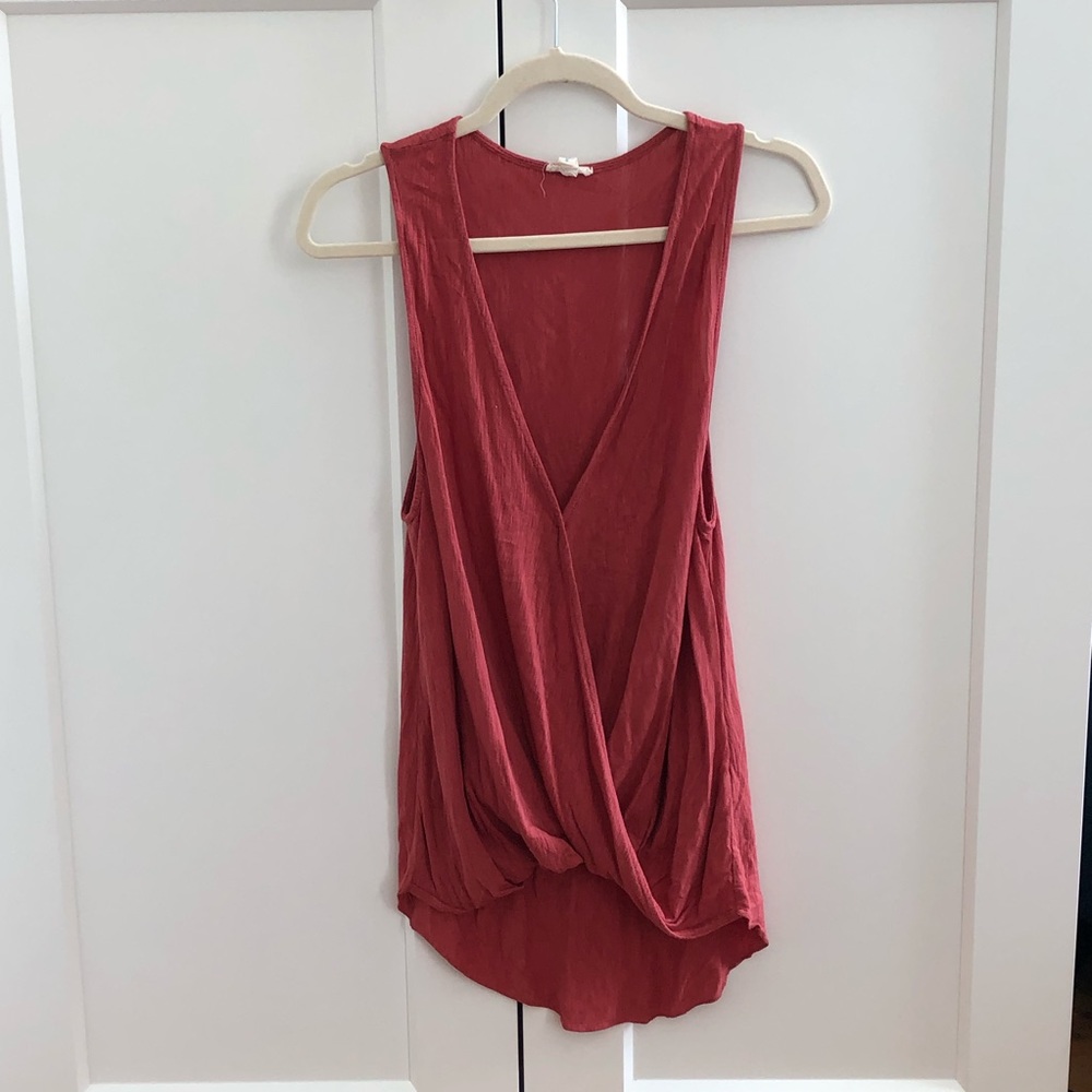 Urban Outfitters Dark Coral Surplice Tank